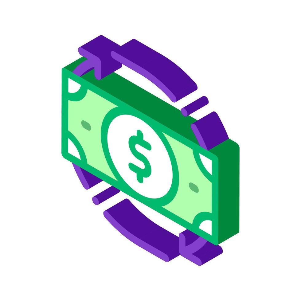 Bank Note Dollar And Around Arrows isometric icon vector