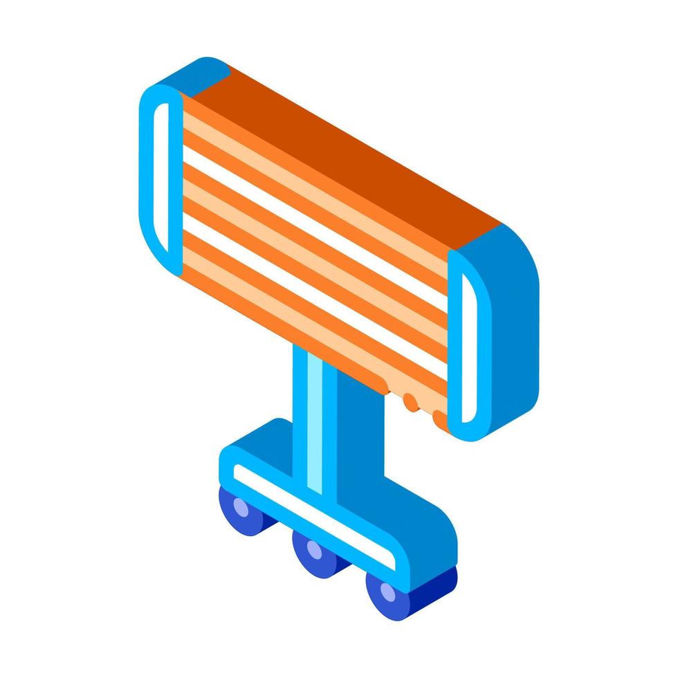 Portable Heating Device On Rollers isometric icon vector