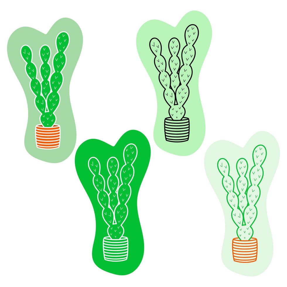 Image of a cactus. a collection of icons in a flat style. Line Art vector