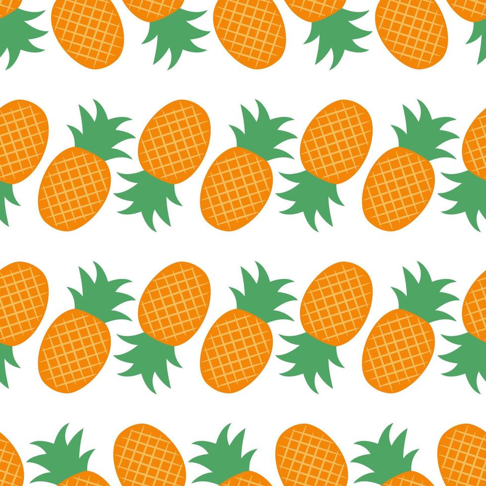 Summer pattern with pineapples and oranges on a white background vector
