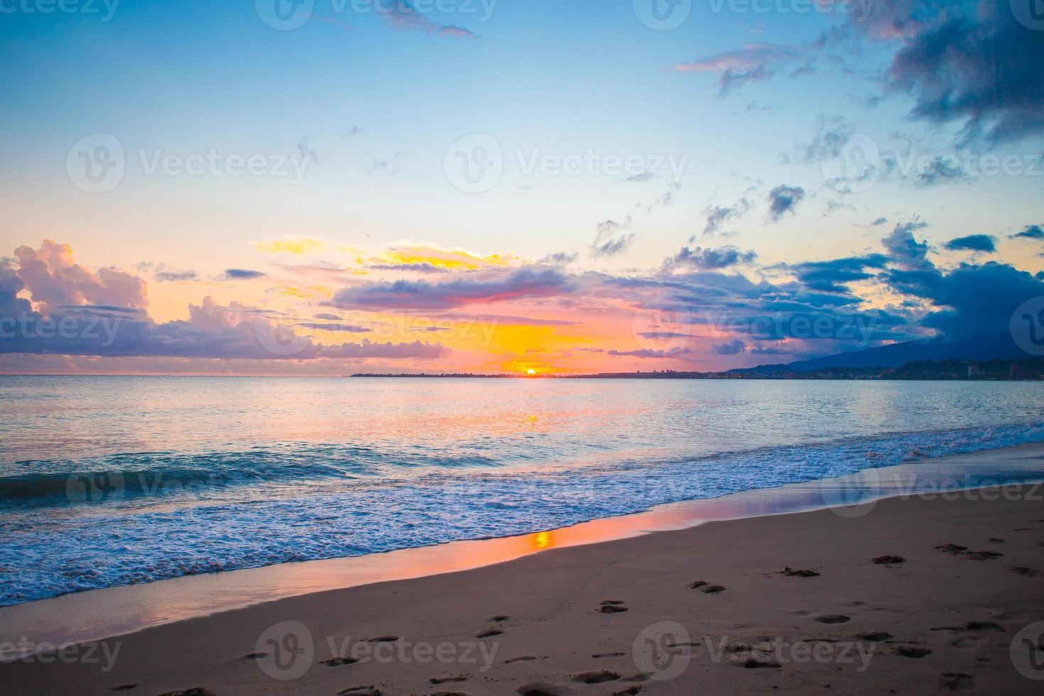 Idyllic perfect turquoise water at exotic island photo