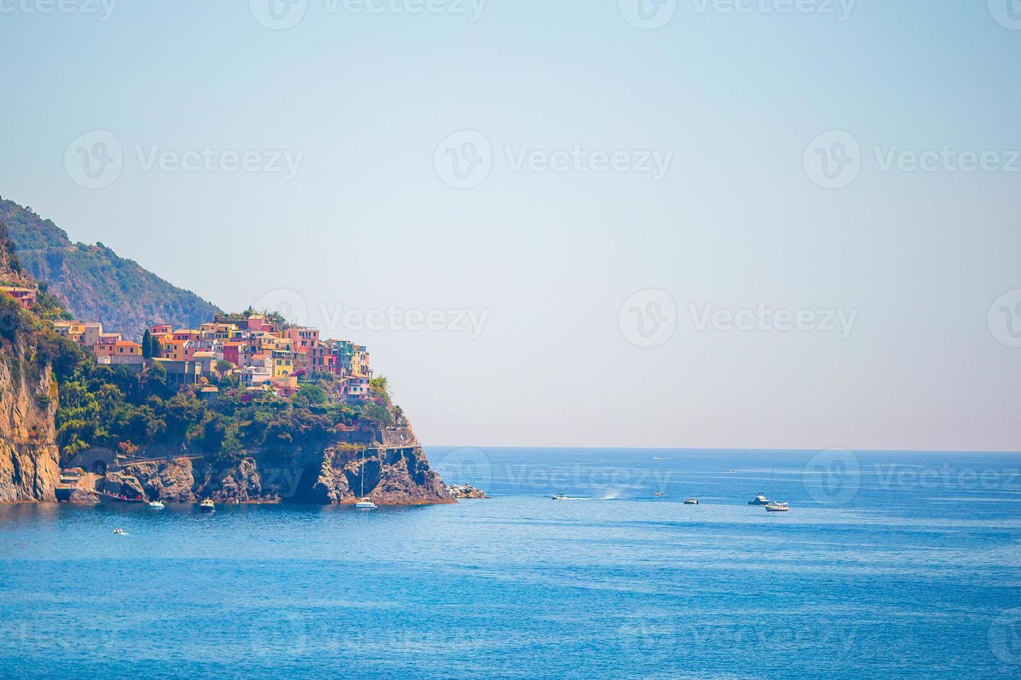 Stunning view of the beautiful and cozy village of Corniglia in the Cinque Terre Reserve photo