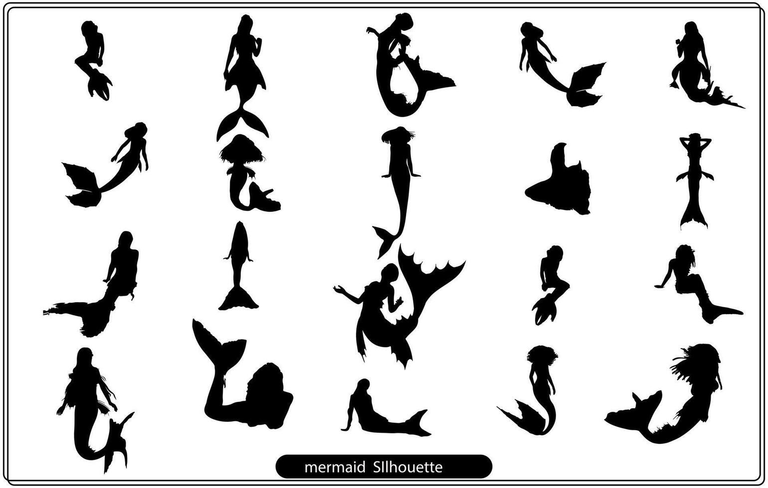 mermaid silhouette vector bundle set free