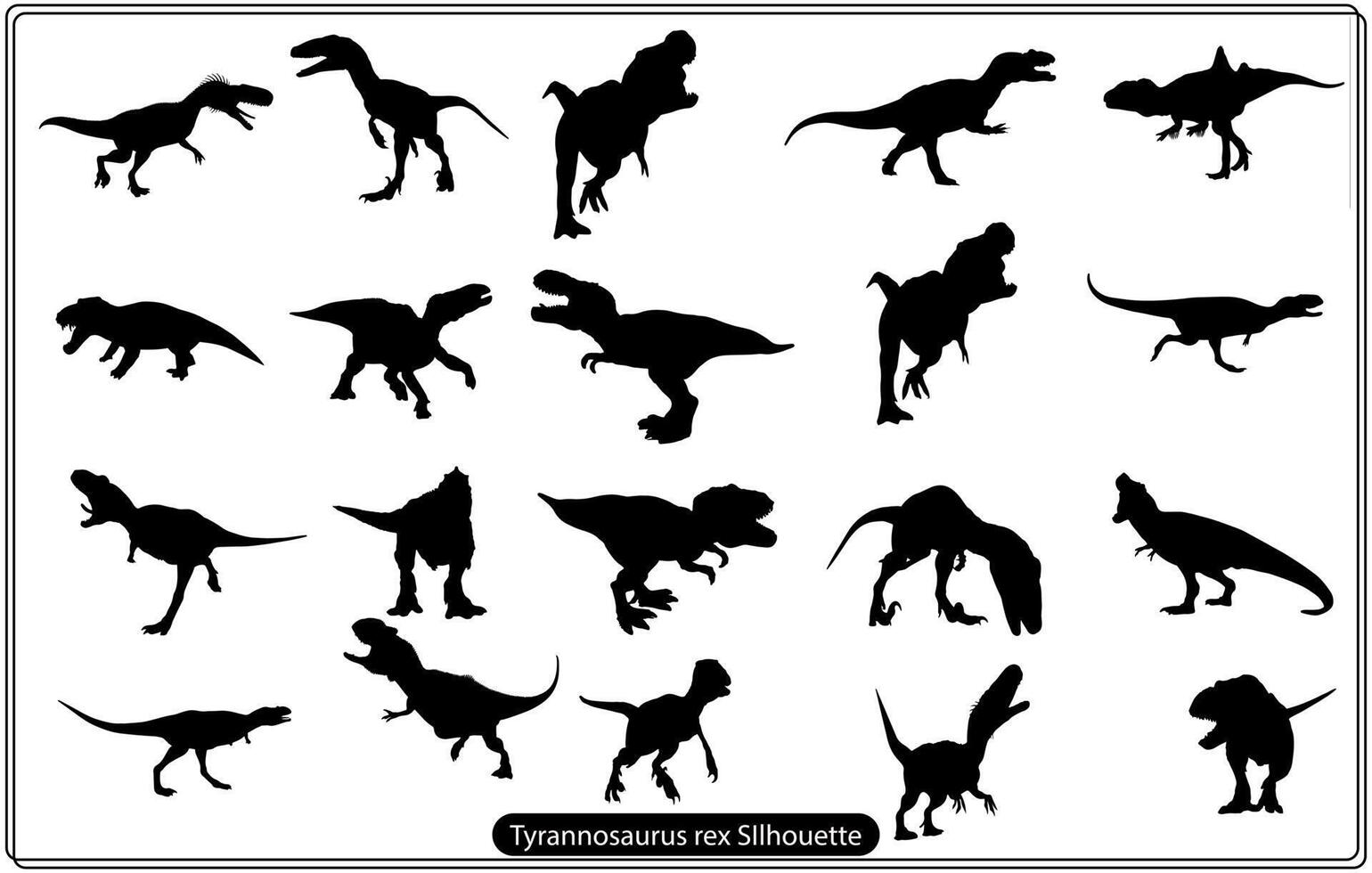 tiranosaurio rex silueta vector conjunto gratis