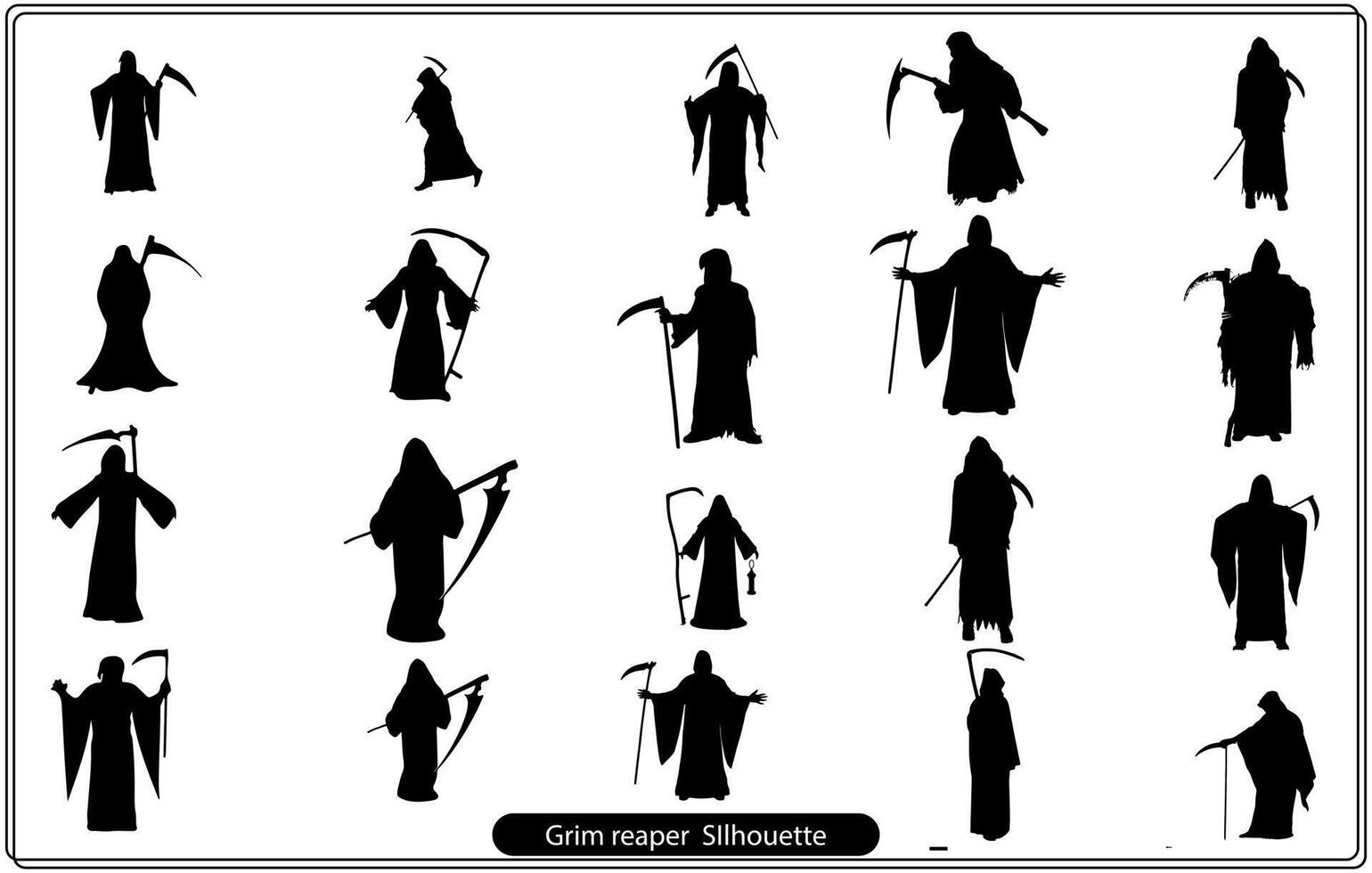 Grim reaper Silhouette vector set free