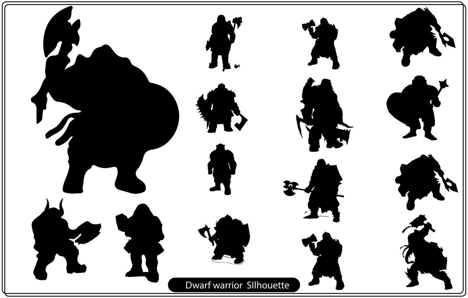 Dwarf warrior silhouette free vector