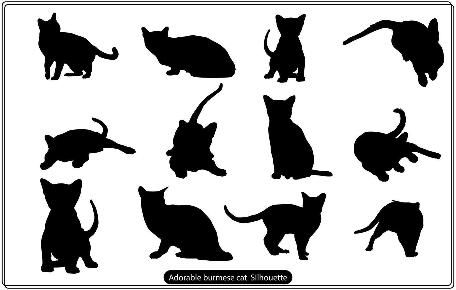 Adorable burmese cat silhouette free vector