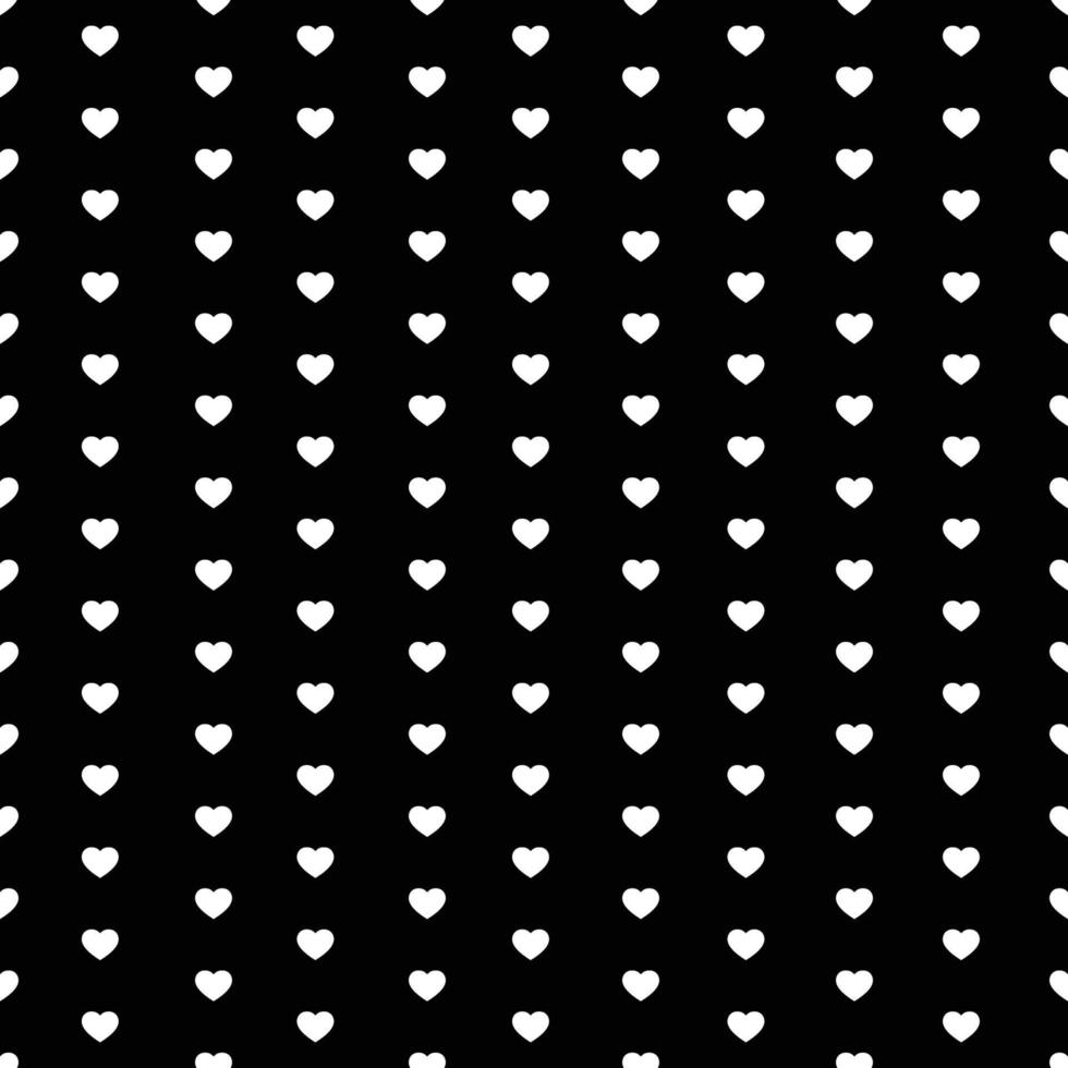 White Seamless Hearts Pattern On Black Background vector