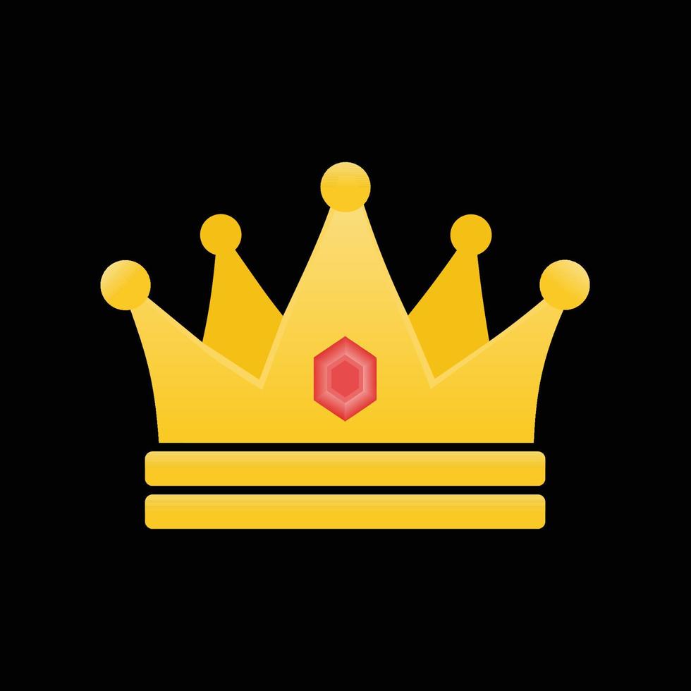 Golden Crown With Gradient Mesh on black background. Vector Illustration
