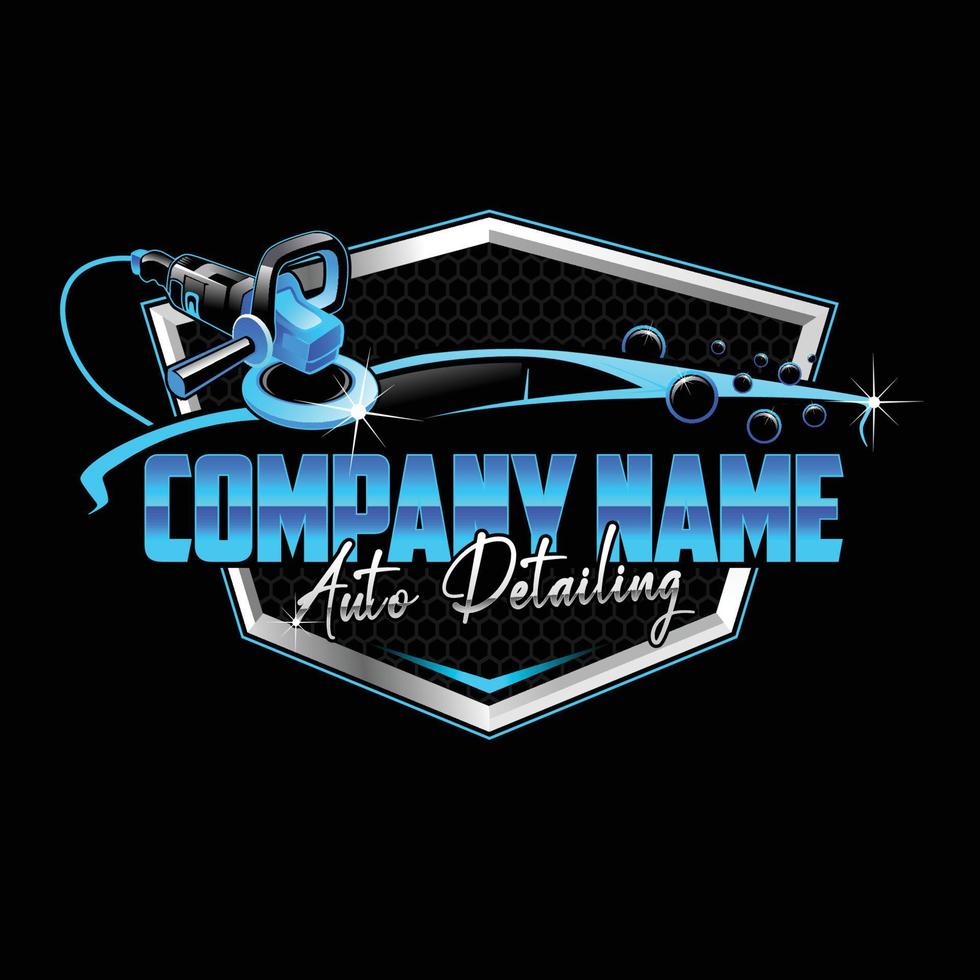 Modern concept auto detailing company on black background vector