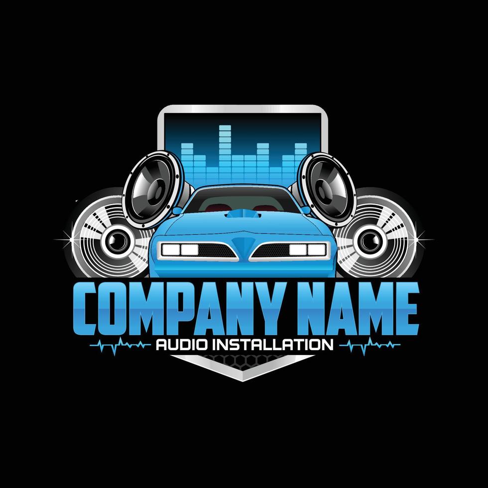 Audio Car Logo Template on black background vector