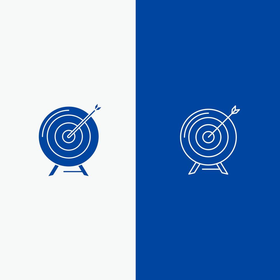 Target Aim Archive Business Goal Mission Success Line and Glyph Solid icon Blue banner Line and Glyph Solid icon Blue banner vector