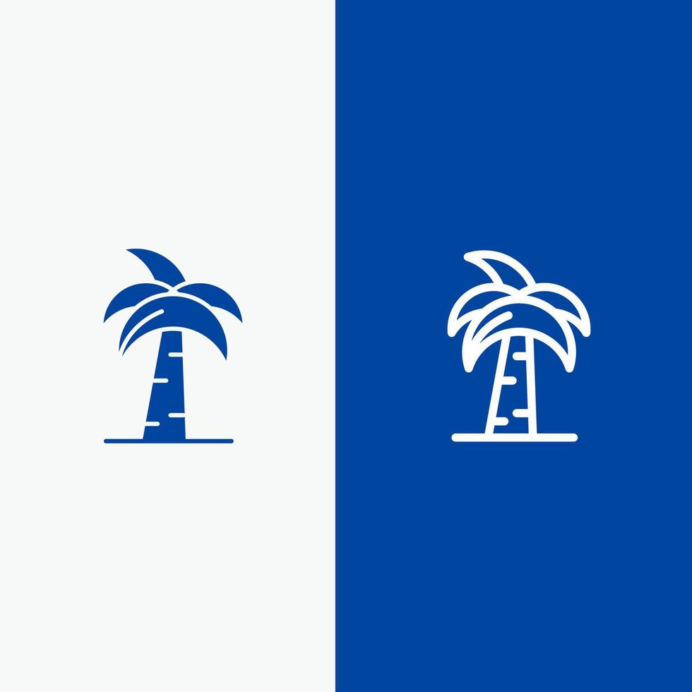 Culture Global India Indian Palm Tree Srilanka Tree Line and Glyph Solid icon Blue banner Line and Glyph Solid icon Blue banner vector