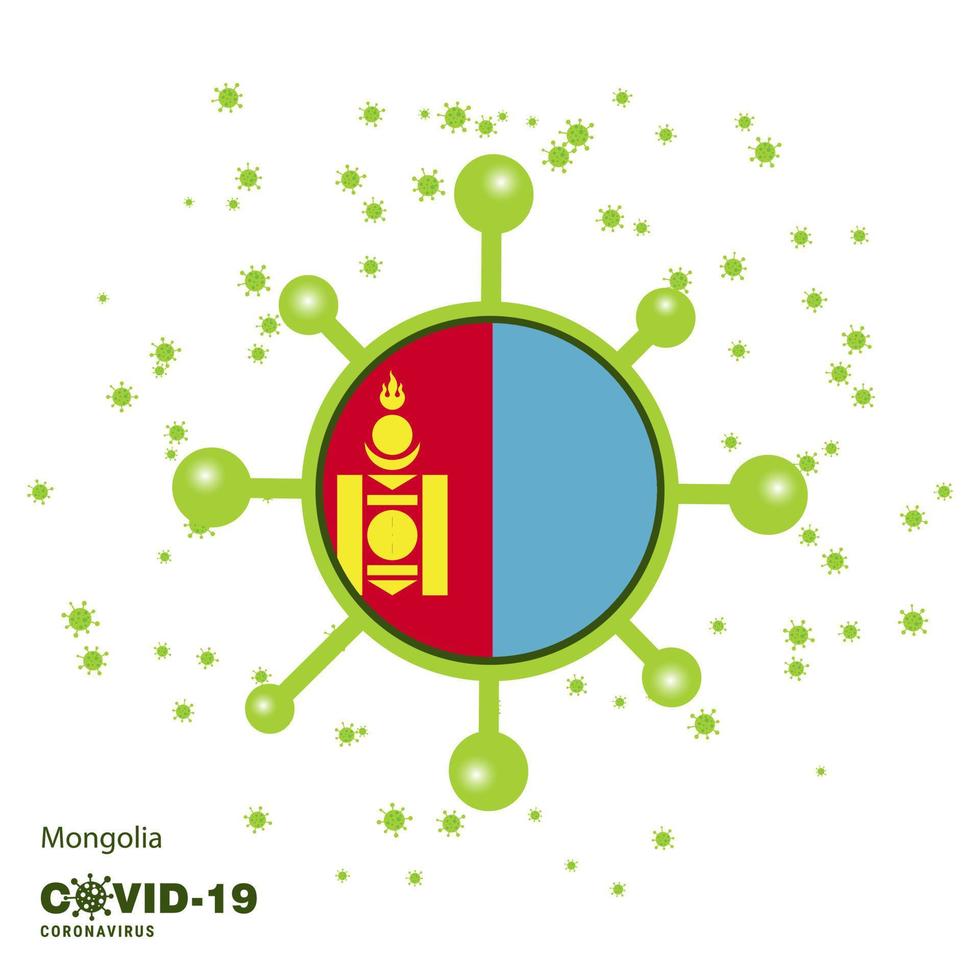 Mongolia Coronavius Flag Awareness Background Stay home Stay Healthy Take care of your own health Pray for Country vector