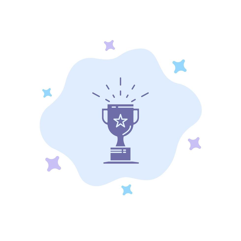 Cup Medal Prize Trophy Blue Icon on Abstract Cloud Background vector