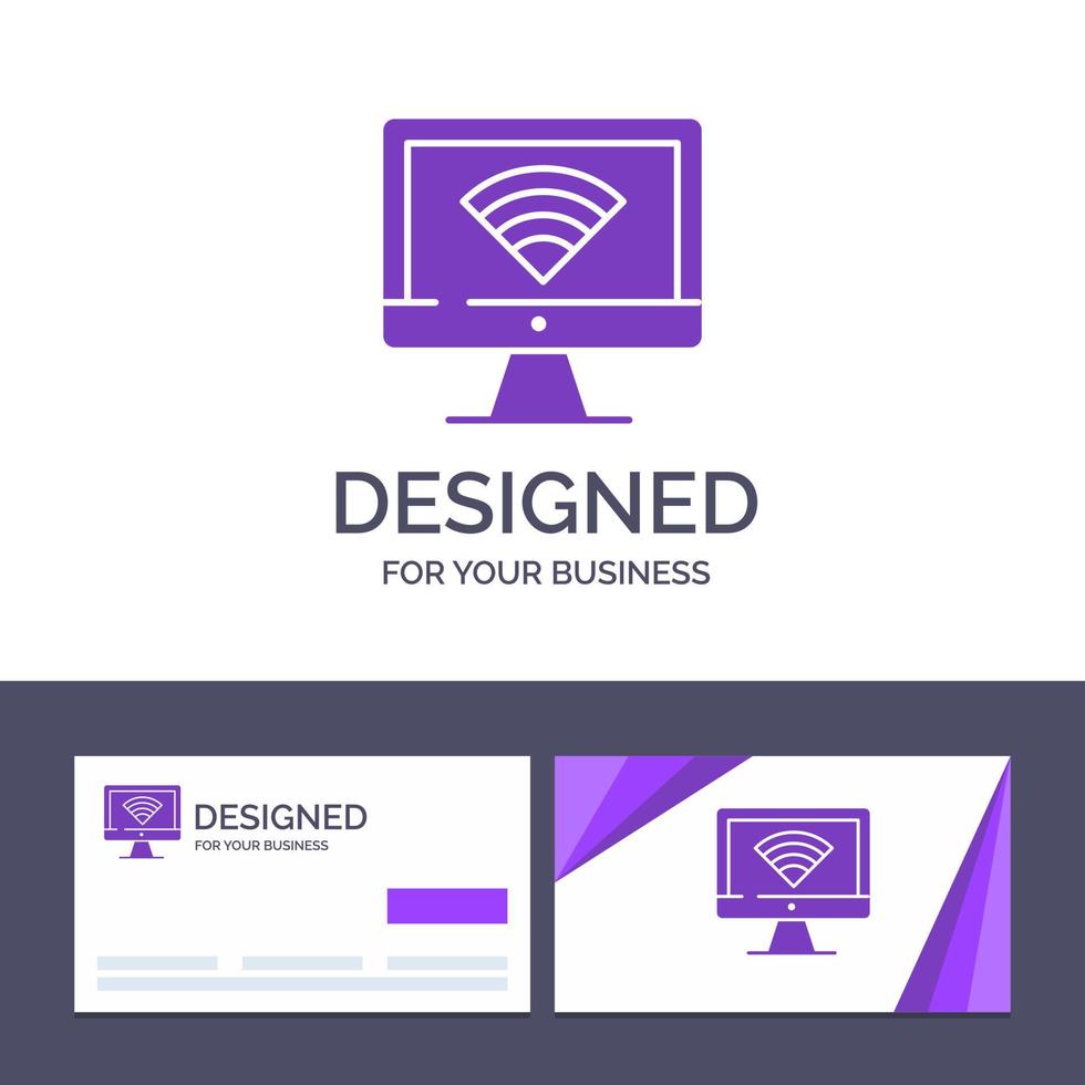 Creative Business Card and Logo template Computer Monitor Wifi Signal Vector Illustration