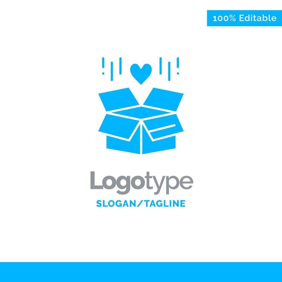 caja de regalo entrega sorpresa plantilla de logotipo sólido azul lugar para el eslogan vector