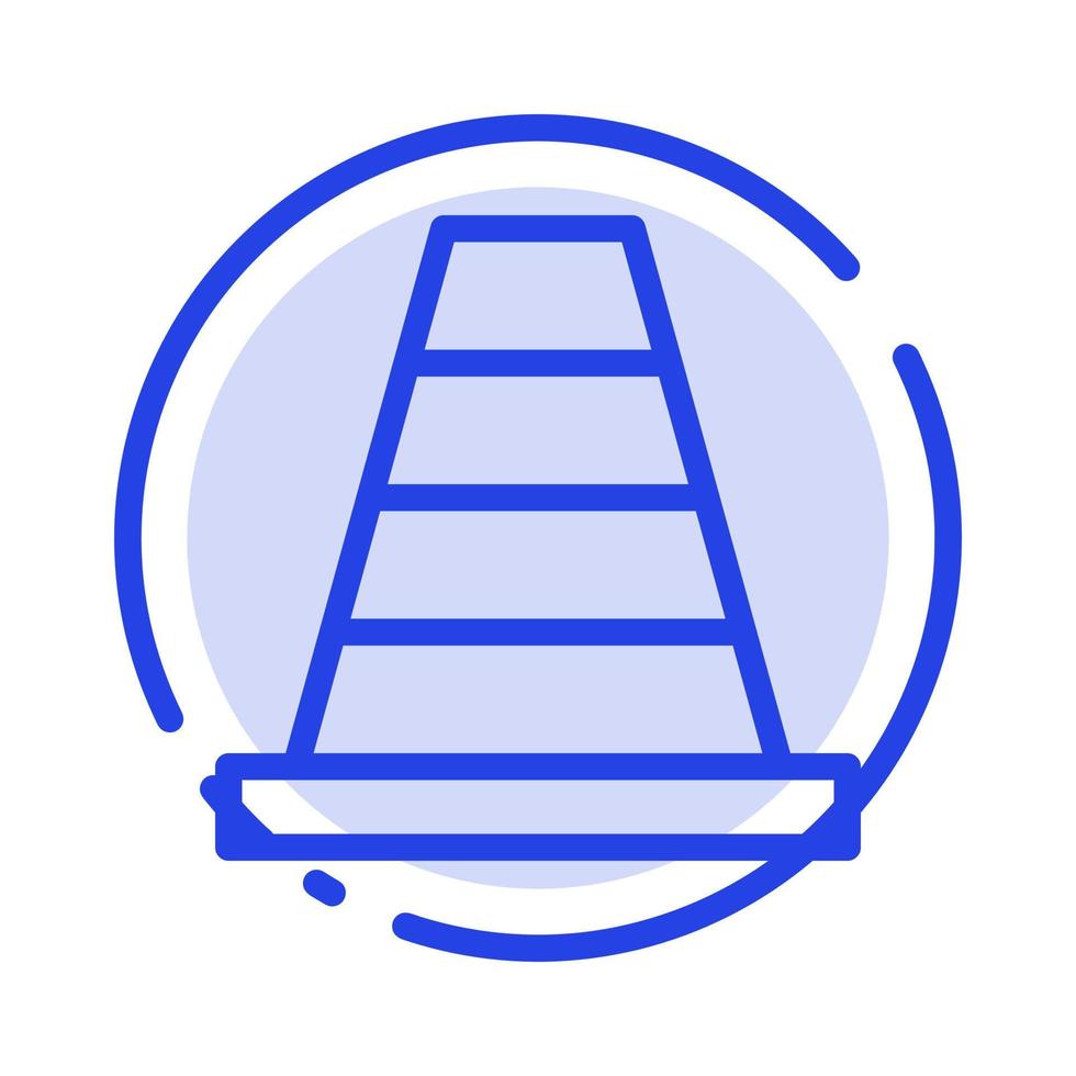 Cone Construction Tool Blue Dotted Line Line Icon vector