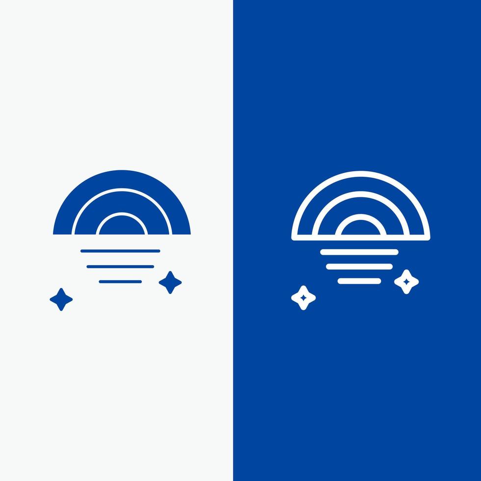 Rainbow Rainy Sky Weather Line and Glyph Solid icon Blue banner Line and Glyph Solid icon Blue banner vector