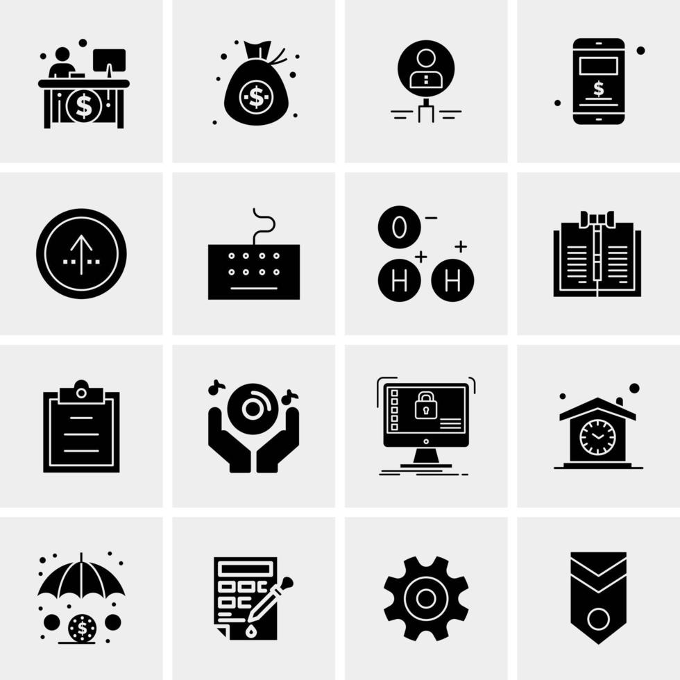 16 iconos de negocios universales vector ilustración de icono creativo para usar en proyectos relacionados con la web y dispositivos móviles