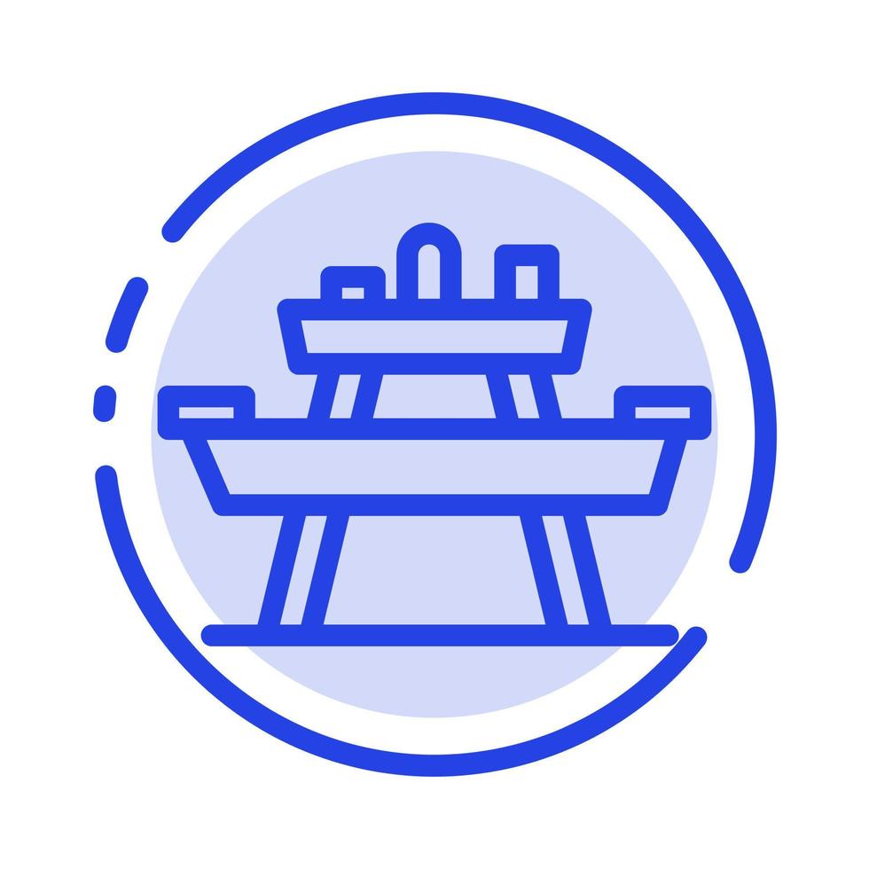 Bench Food Park Seat Picnic Blue Dotted Line Line Icon vector