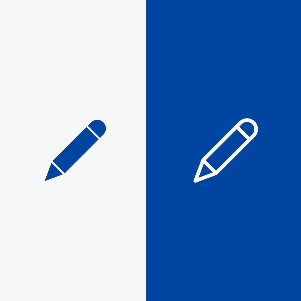 Pencil Study School Write Line and Glyph Solid icon Blue banner Line and Glyph Solid icon Blue banner vector