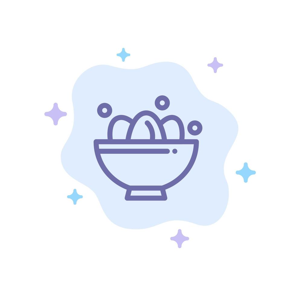 Bowl Celebration Easter Egg Nest Blue Icon on Abstract Cloud Background vector