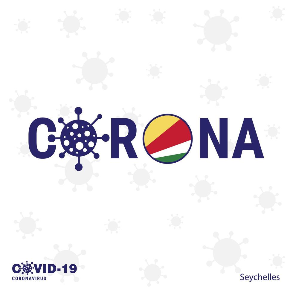 seychelles coronavirus tipografía covid19 bandera del país quédese en casa manténgase saludable cuide su propia salud vector