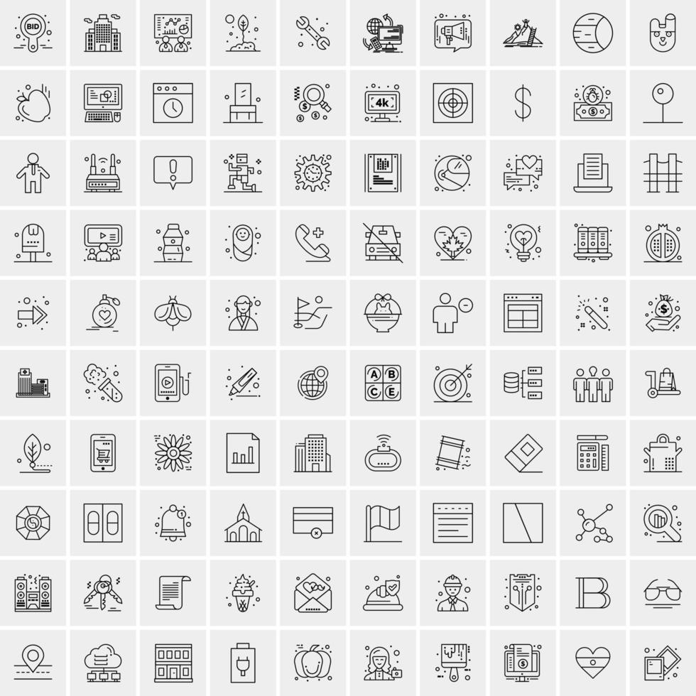 Set of 100 Creative Business Line Icons vector