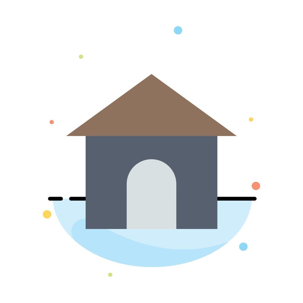 Building Hose House Shop Abstract Flat Color Icon Template vector