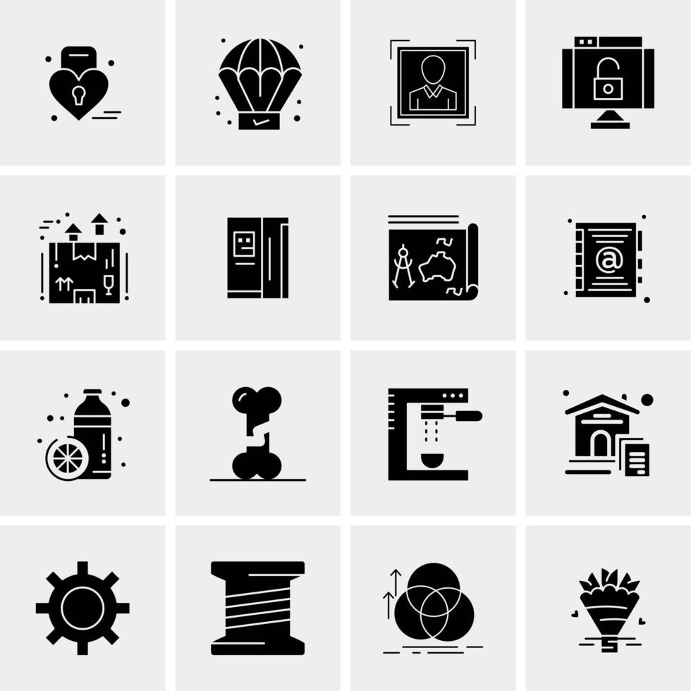 16 iconos de negocios universales vector ilustración de icono creativo para usar en proyectos relacionados con la web y dispositivos móviles