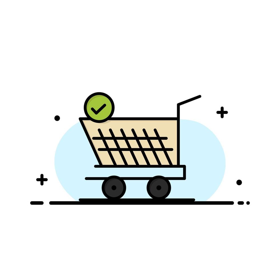 Trolley Retail Shopping Cart Business Logo Template Flat Color vector