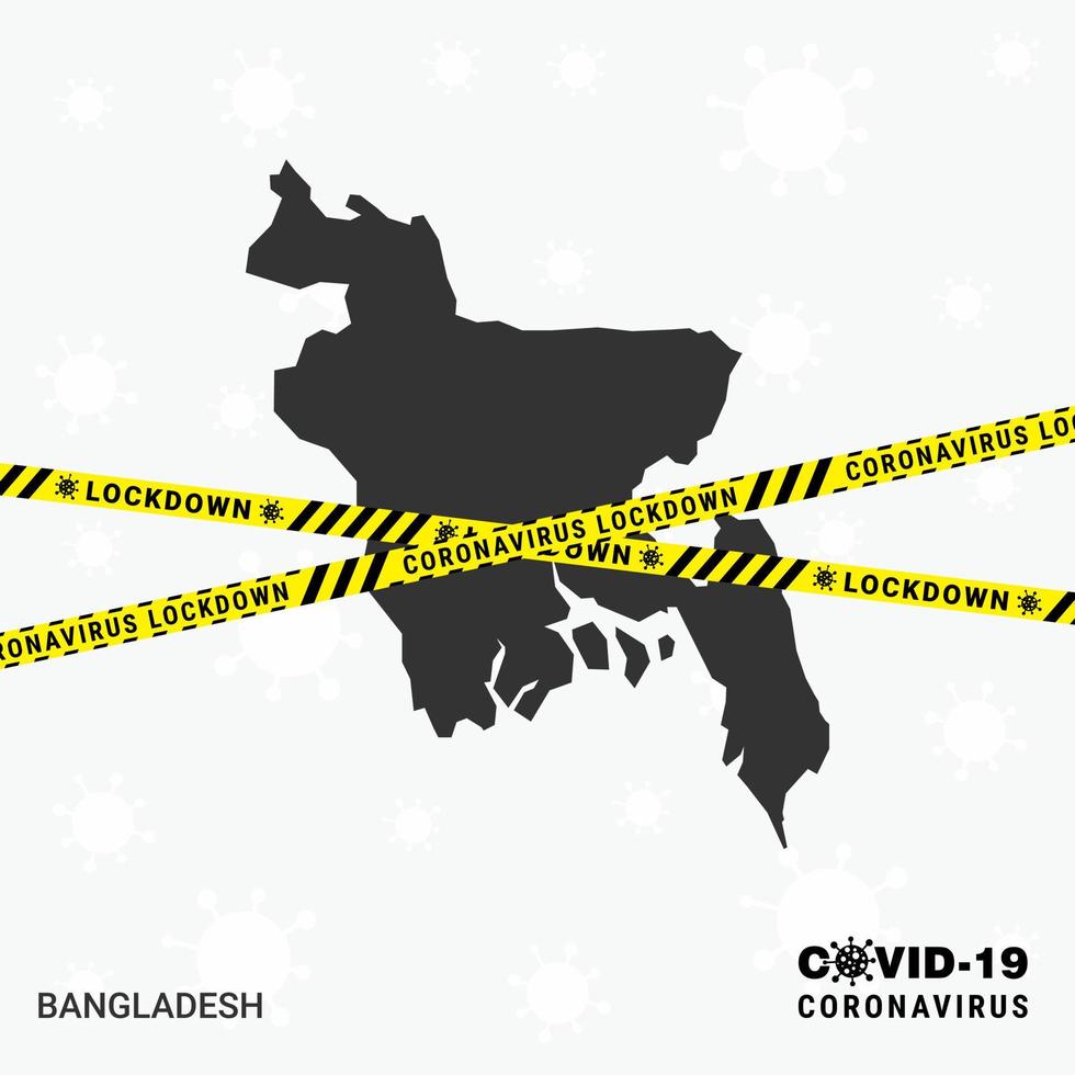 plantilla de bloqueo del mapa del país de bangladesh para la pandemia de coronavirus para detener la transmisión del virus plantilla de concientización covid 19 vector
