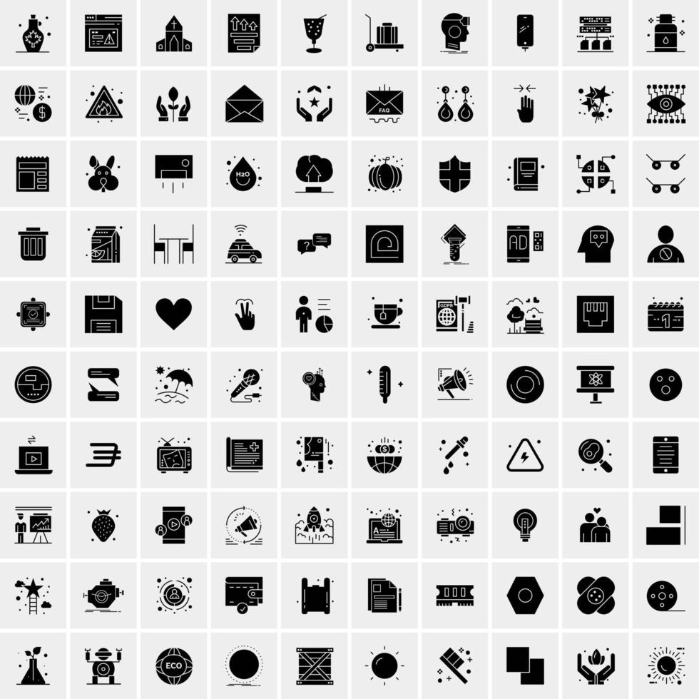 Set of 100 Universal Solid Icons vector