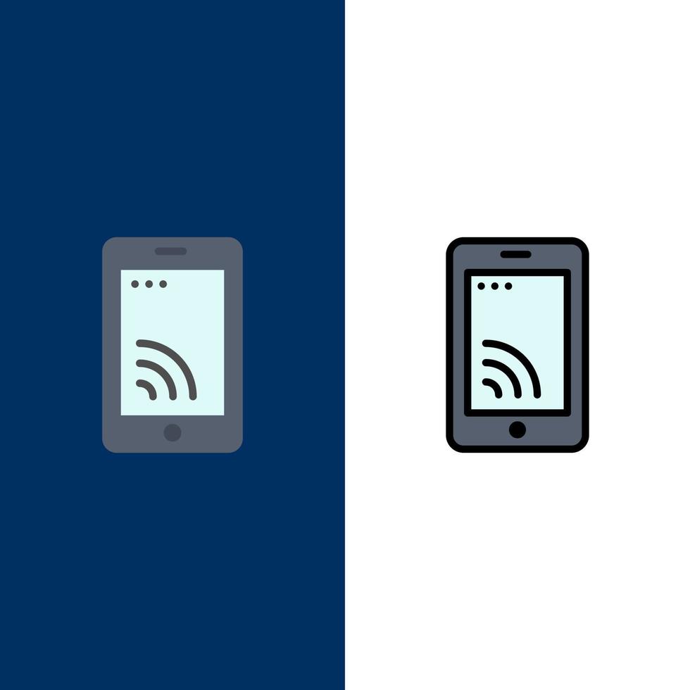 Mobile Cell Wifi Service  Icons Flat and Line Filled Icon Set Vector Blue Background