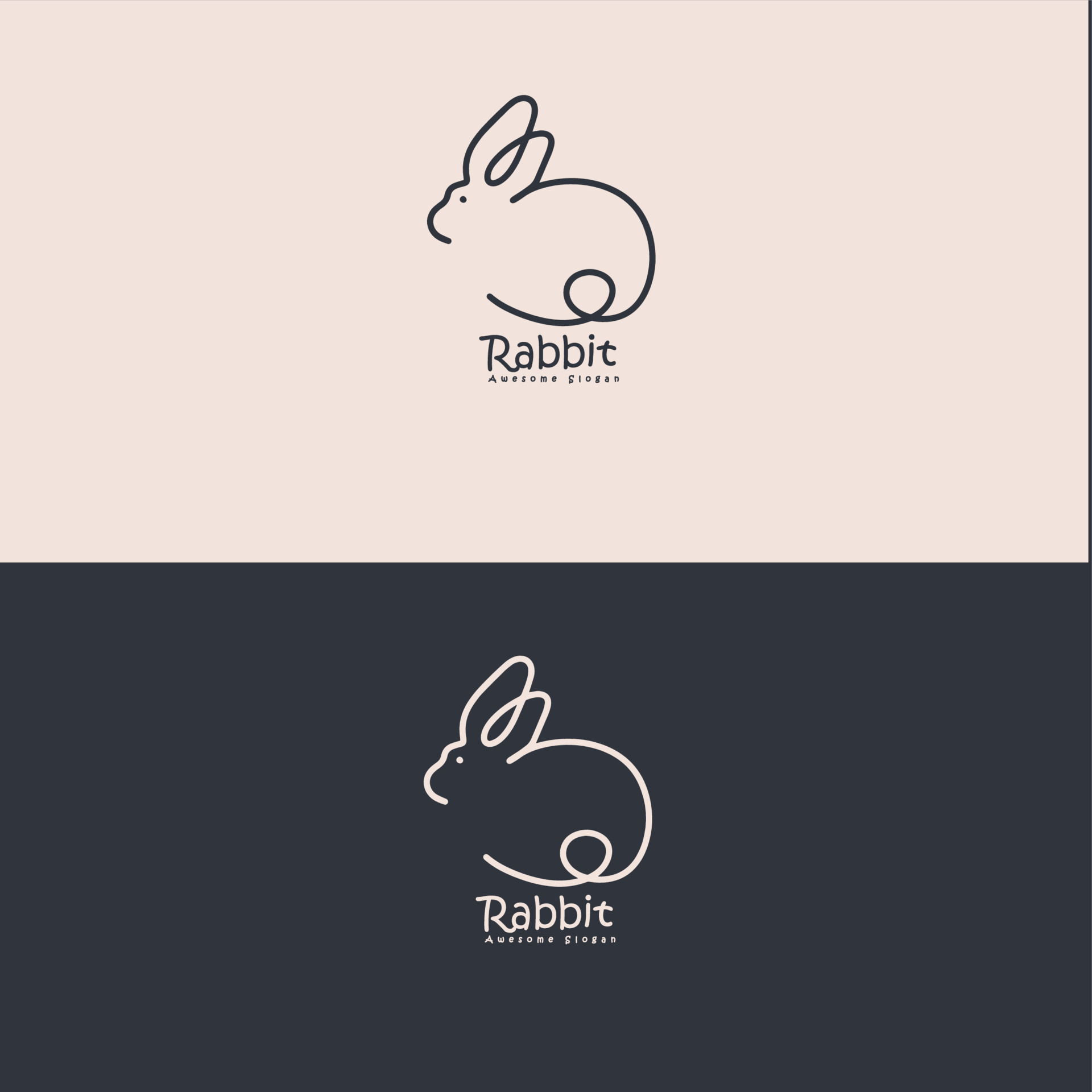 Minimal creative line art logo of rabbit abstract bunny logo 18021507