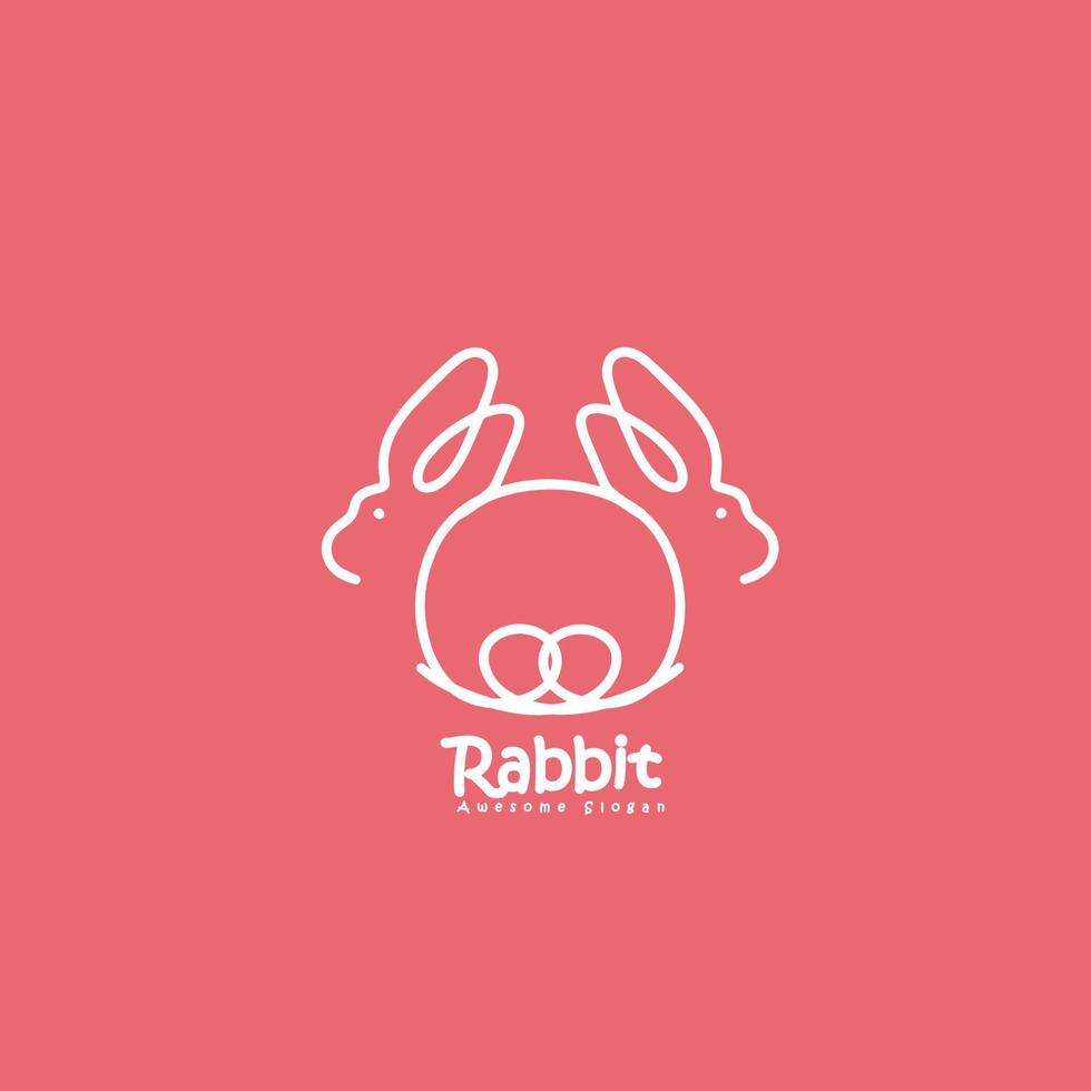 Minimal creative line art logo of rabbit abstract bunny logo vector