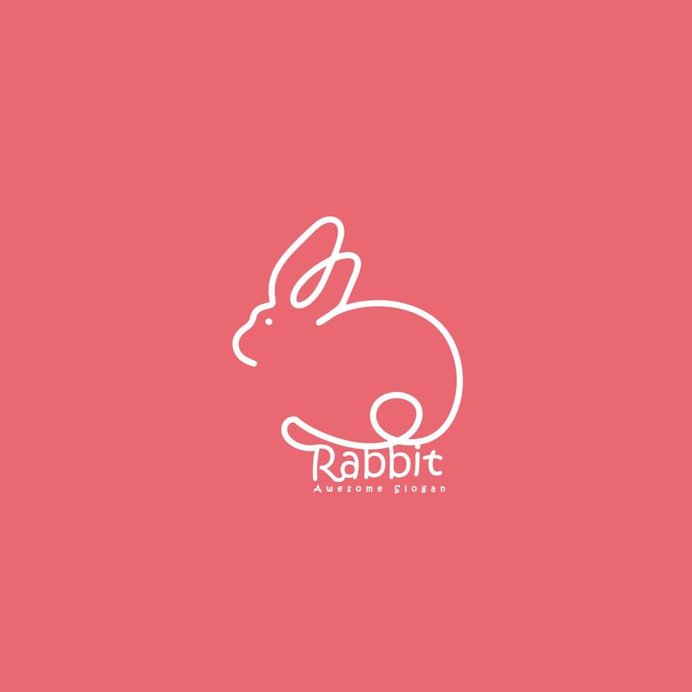 Minimal creative line art logo of rabbit abstract bunny logo vector