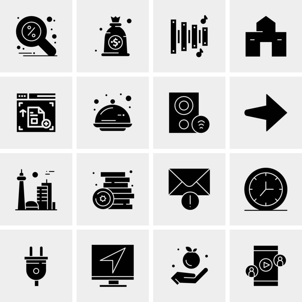 16 iconos de negocios universales vector ilustración de icono creativo para usar en proyectos relacionados con la web y dispositivos móviles