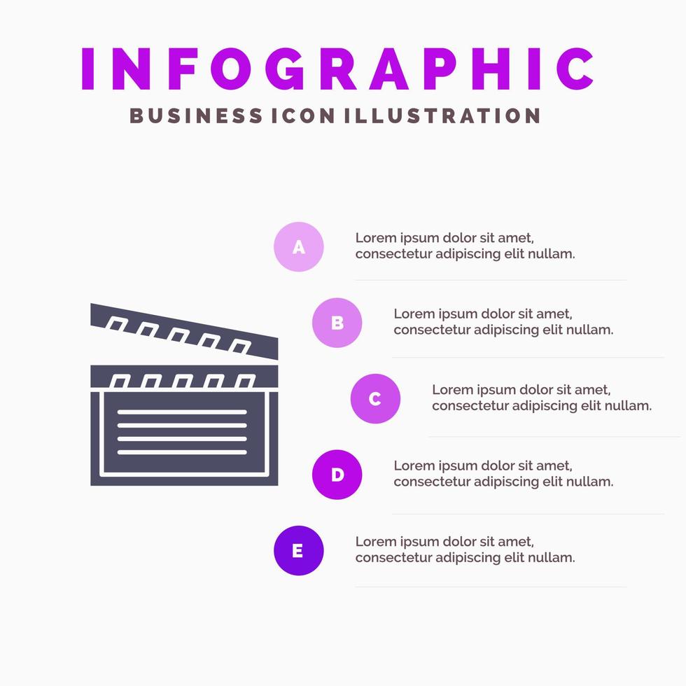 American Movies Video Usa Solid Icon Infographics 5 Steps Presentation Background vector