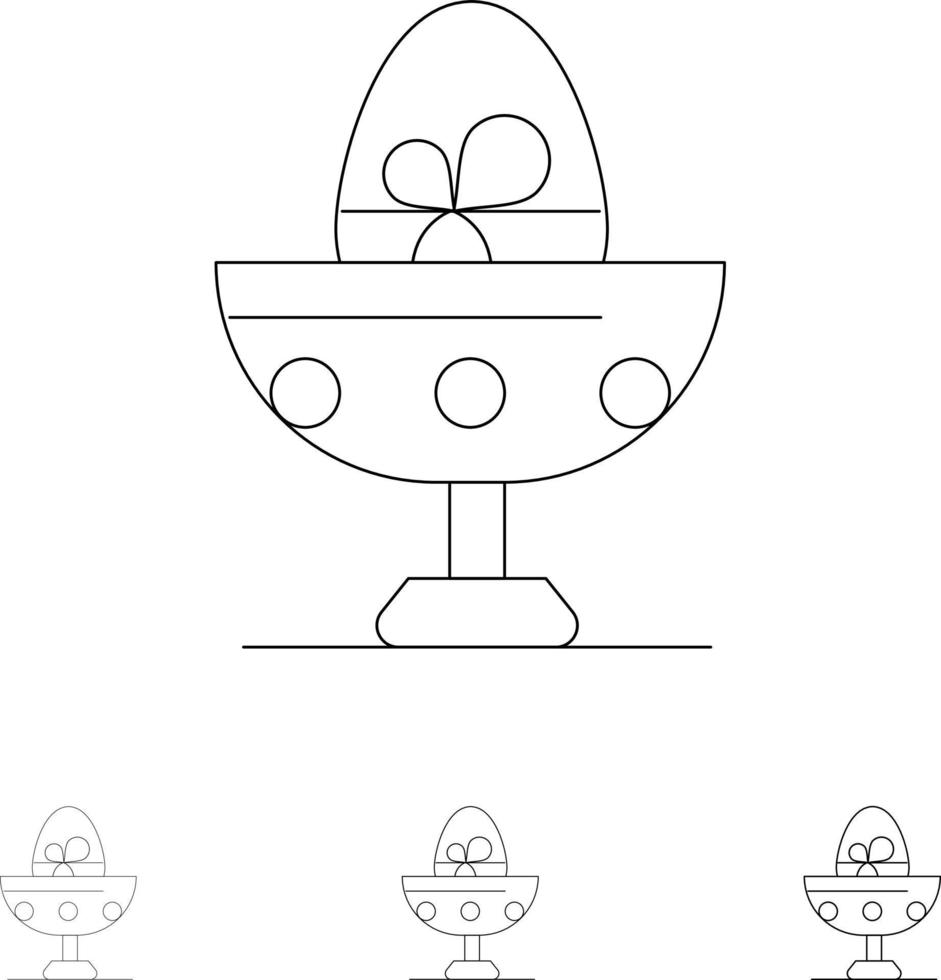 Boiled Boiled Egg Easter Egg Food Bold and thin black line icon set vector