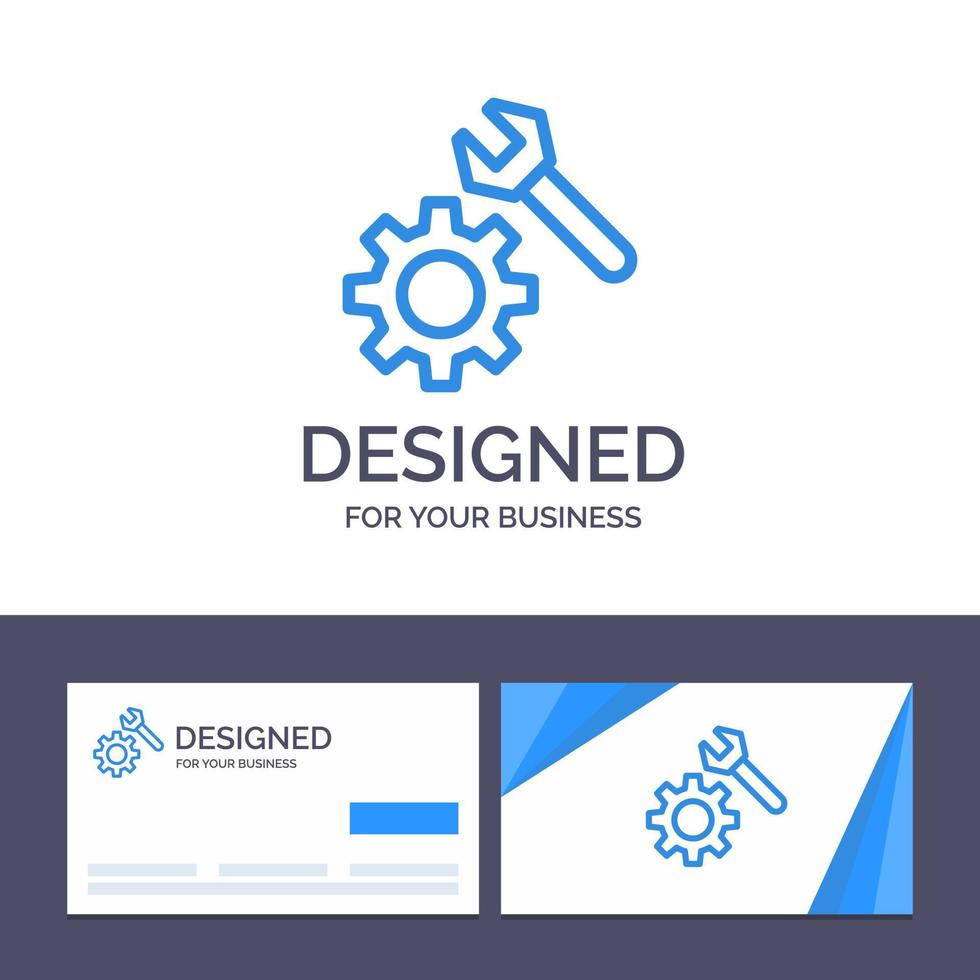 Creative Business Card and Logo template Setting Wrench Gear Vector Illustration