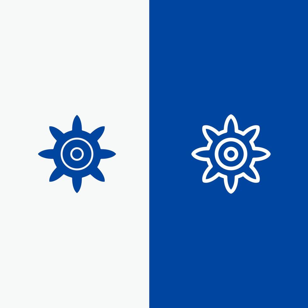 configuración línea de engranaje y glifo icono sólido bandera azul línea y glifo icono sólido bandera azul vector
