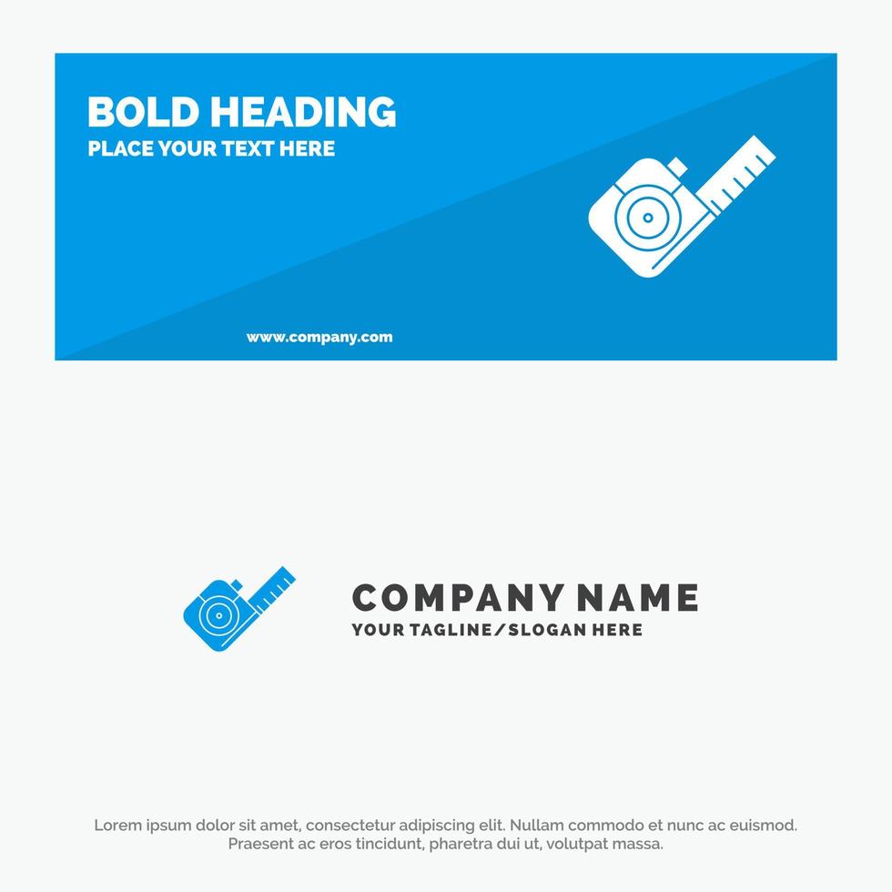 Measure Measuring Tape Tool SOlid Icon Website Banner and Business Logo Template vector