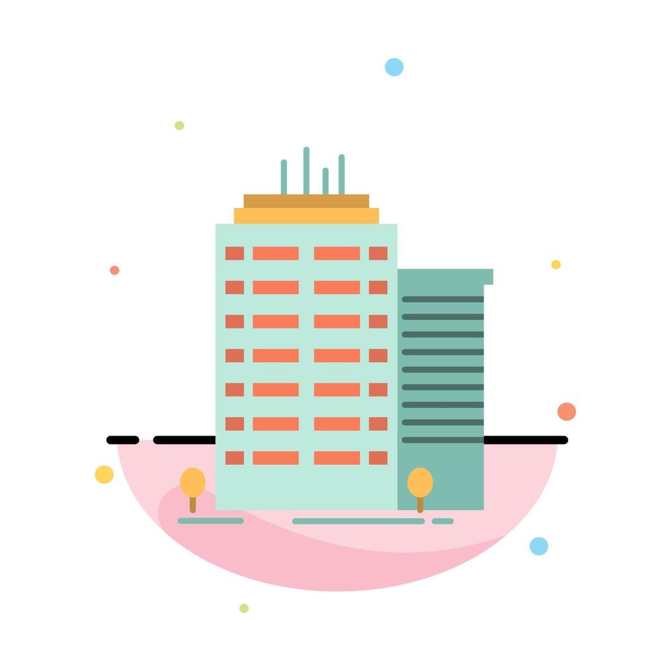 Building Skyscraper Office Top Abstract Flat Color Icon Template vector