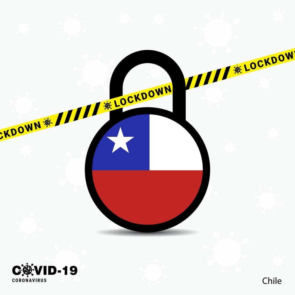 bloqueo de chile plantilla de conciencia de pandemia de coronavirus de bloqueo diseño de bloqueo de covid19 vector