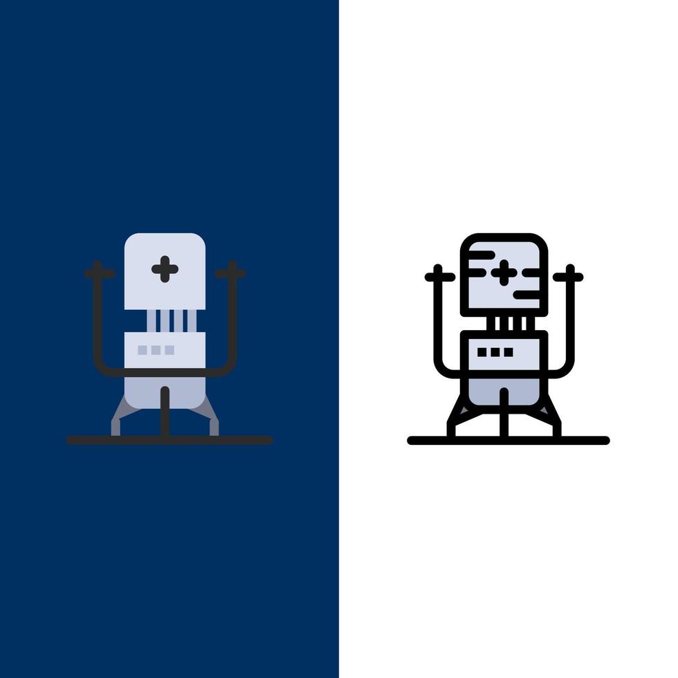 Biochip Bot Future Machine Medical  Icons Flat and Line Filled Icon Set Vector Blue Background