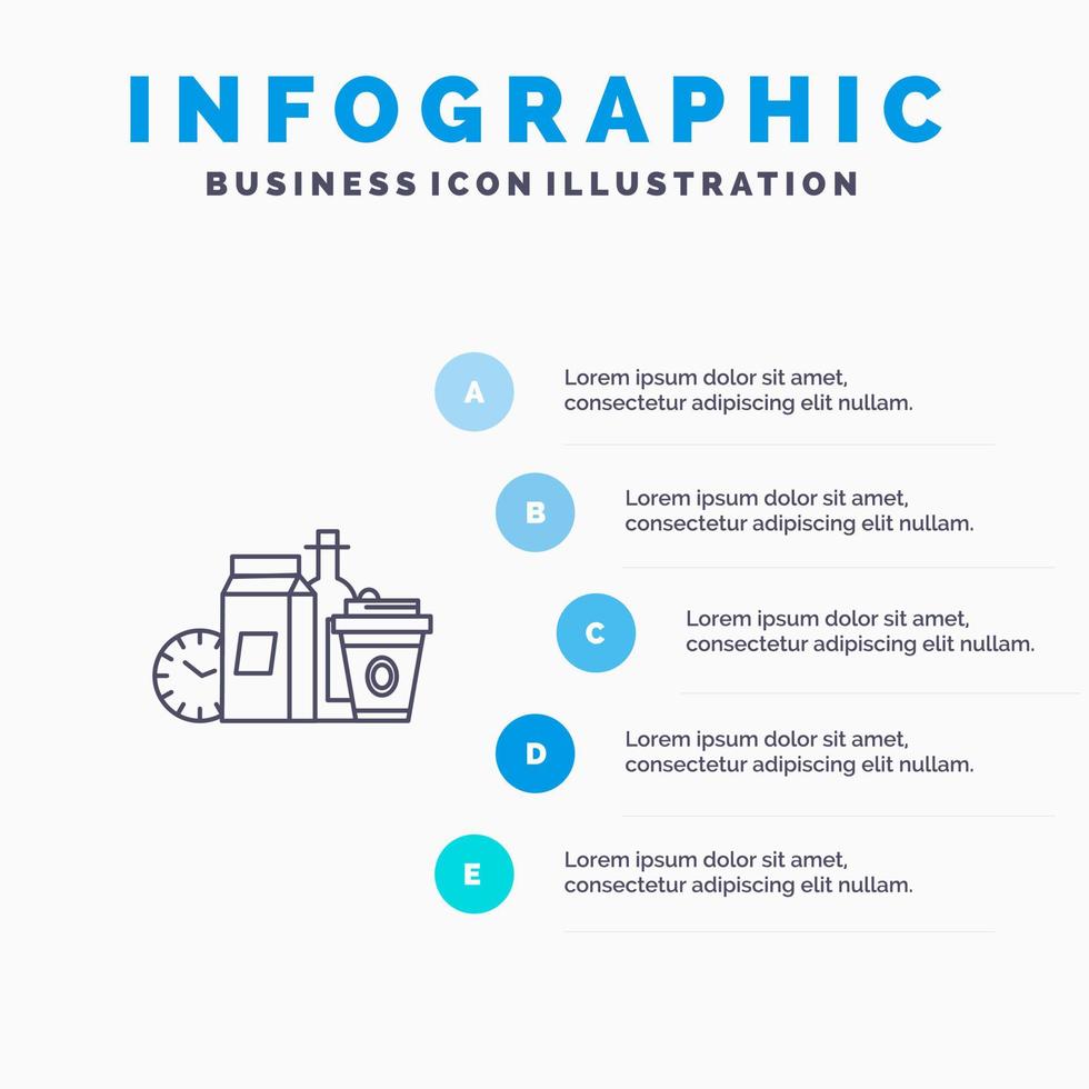 Food Items Milk Items Coffee Line icon with 5 steps presentation infographics Background vector