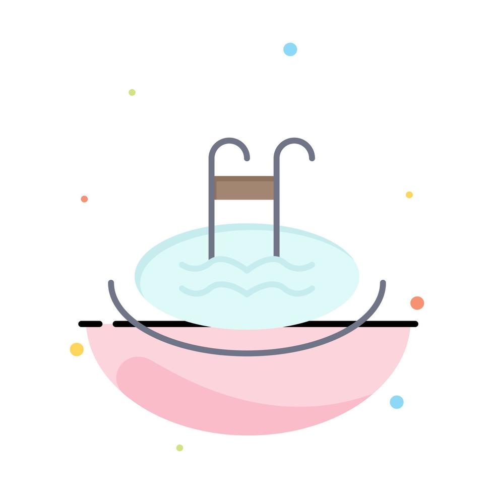 Hotel Pool Swimming Service Abstract Flat Color Icon Template vector