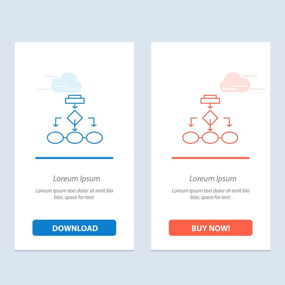 algoritmo de diagrama de flujo estructura de esquema de arquitectura de datos comerciales flujo de trabajo azul y rojo descargar y comprar ahora plantilla de tarjeta de widget web vector